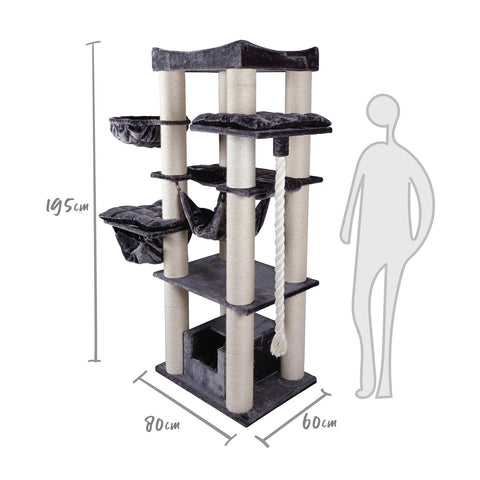 Kazoo Tower Cat Scratch Furniture Cream and Charcoal