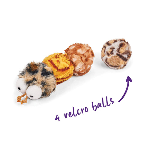 Kazoo Velcro Worm with Catnip & Velcro Balls Cat Toy
