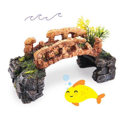 Kazoo Stone Bridge with Plants Fish Tank Ornament