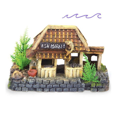Kazoo Fish Market Hut with Plants Fish Tank Ornament