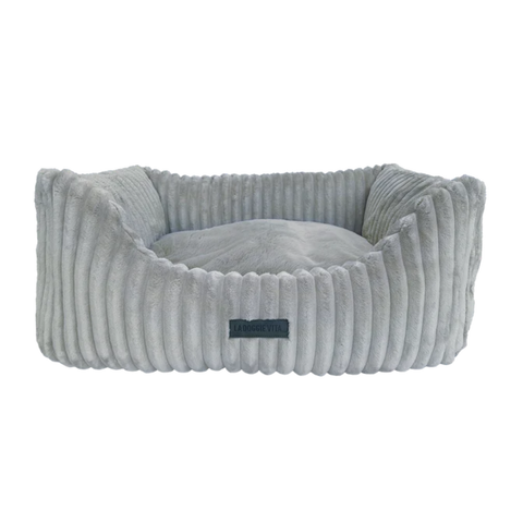 La Doggie Vita Low Front Corduroy Bolster Dog Bed Grey