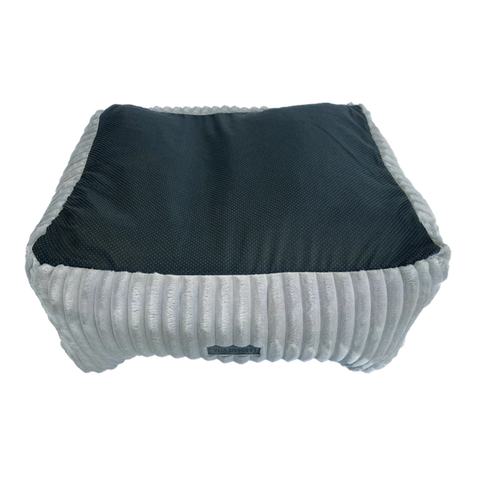 La Doggie Vita Low Front Corduroy Bolster Dog Bed Grey