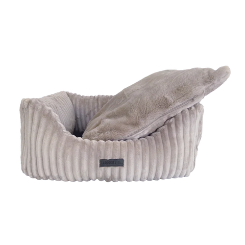 La Doggie Vita Low Front Corduroy Bolster Dog Bed Mousse