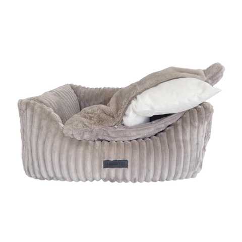 La Doggie Vita Low Front Corduroy Bolster Dog Bed Mousse