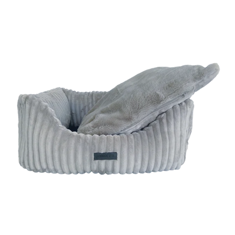La Doggie Vita Low Front Corduroy Bolster Dog Bed Grey