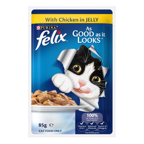 Felix Favourite Selection in Jelly Adult Wet Cat Food Pouches 12x85g