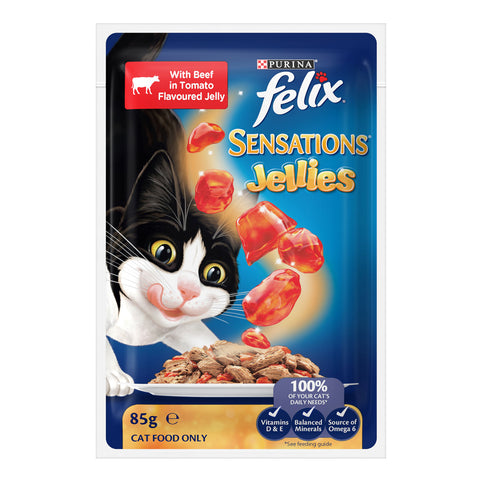 Felix Sensations Jellies Favourites Menu Adult Wet Cat Food Pouches 12x85g