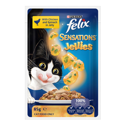 Felix Sensations Jellies Favourites Menu Adult Wet Cat Food Pouches 12x85g