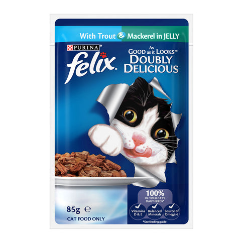 Felix Fish Selection in Jelly Adult Wet Cat Food Pouches 12x85g