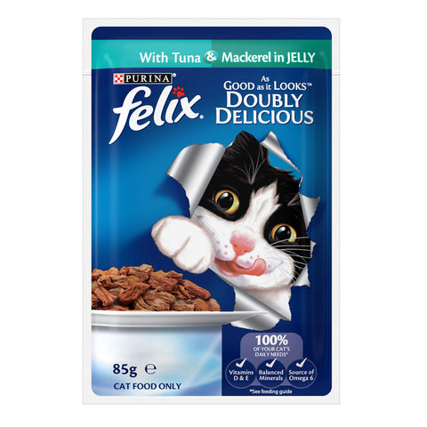 Felix Fish Selection in Jelly Adult Wet Cat Food Pouches 12x85g