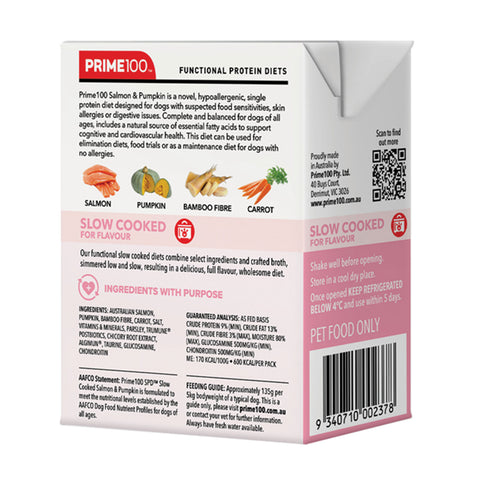 Prime100 SPD Slow Cooked Salmon & Pumpkin Adult Wet Dog Food 354g