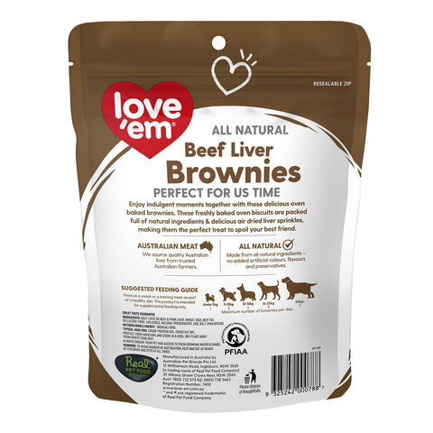 Love'em Beef Liver Brownie Dog Treats 250g
