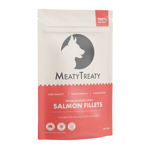 Meaty Treaty Freeze Dried Salmon Fillets Dog & Cat Treats 80g