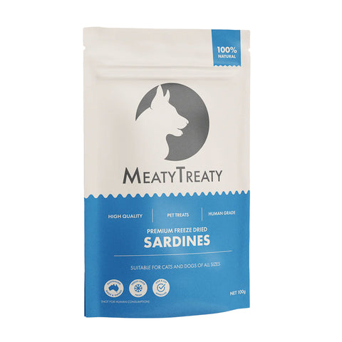 Meaty Treaty Freeze Dried Whole Sardines Dog & Cat Treats 100g