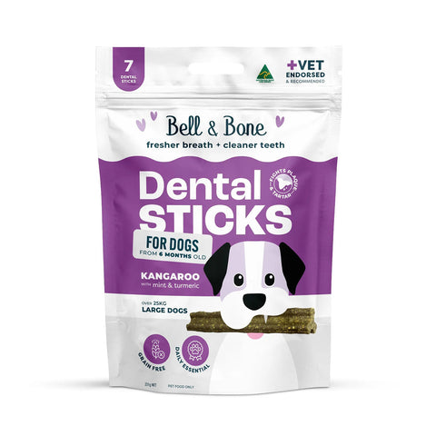 Bell & Bone Kangaroo, Mint & Turmeric Dental Dog Treats 7pc
