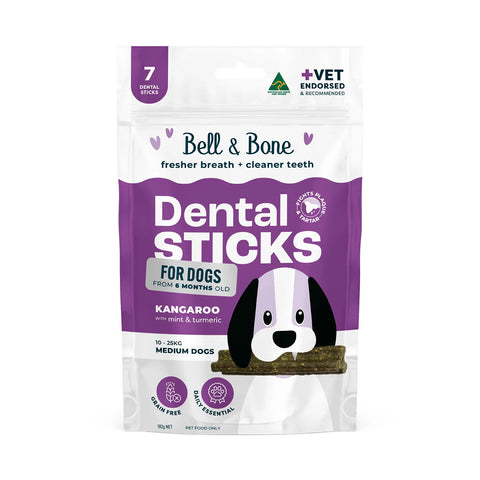 Bell & Bone Kangaroo, Mint & Turmeric Dental Dog Treats 7pc