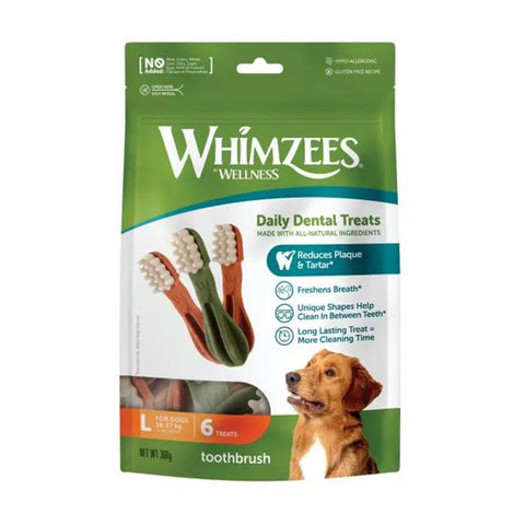 WHIMZEES Toothbrush Dental Dog Treats Large 6pk