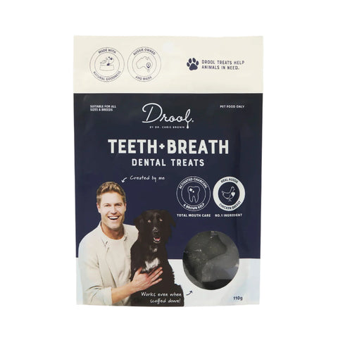 Drool By Dr Chris Brown Teeth + Breath Balls Dog Treats 110g