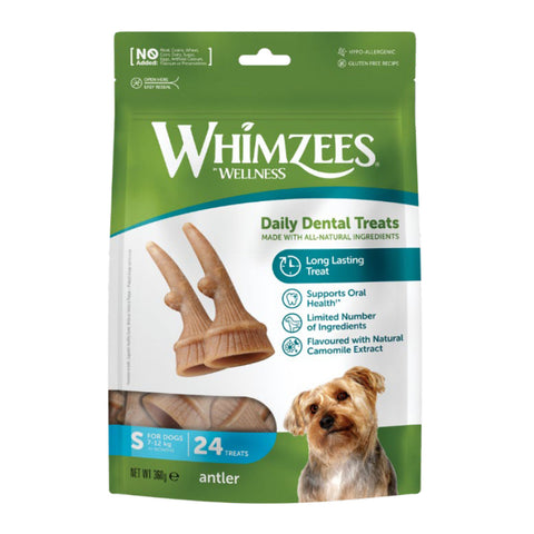 WHIMZEES Occupy Antlers Dental Dog Treats Small 24pk