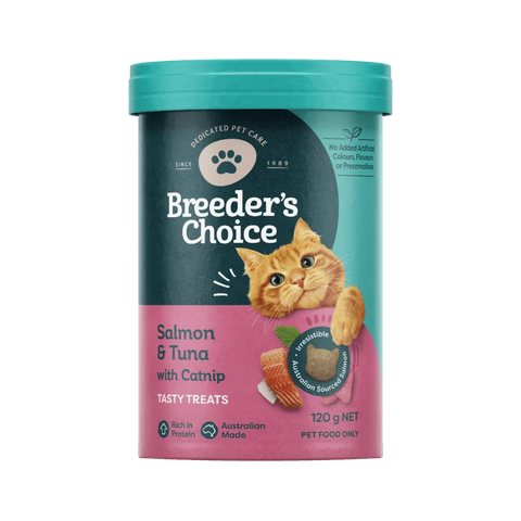 Breeders Choice Salmon & Tuna with Catnip Tasty Cat Treats 120g