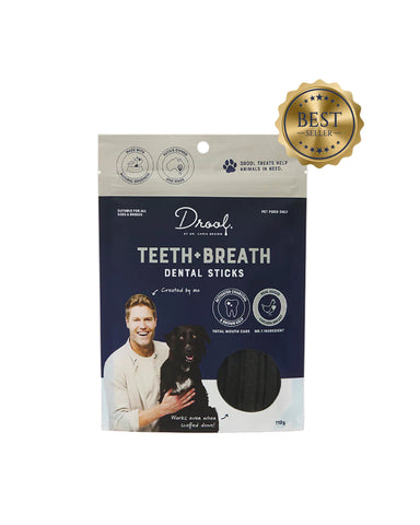 Drool By Dr Chris Brown Teeth + Breath Dental Sticks Dog Treats 110g