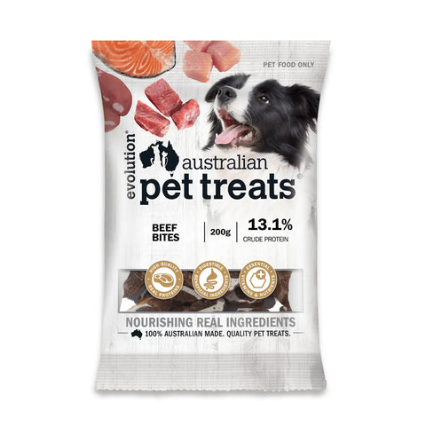 Evolution Pet Treats Beef Bites with Marrowbone Dog Treats 200g