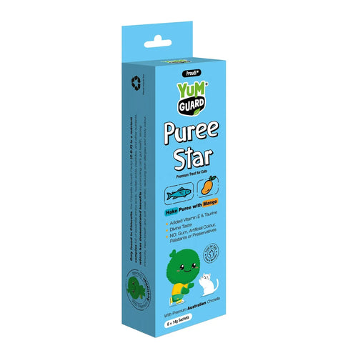 Proudi Yumgaurd Puree Star Hake, Mango Cat Treat 6x 14g