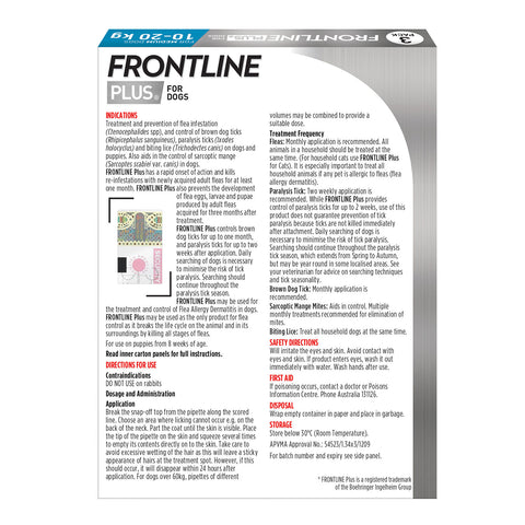 Frontline Plus Flea Treatment For Dogs 10-20kg Blue