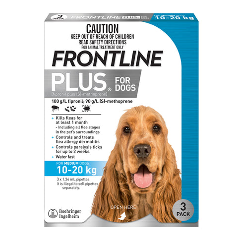 Frontline Plus Flea Treatment For Dogs 10-20kg Blue