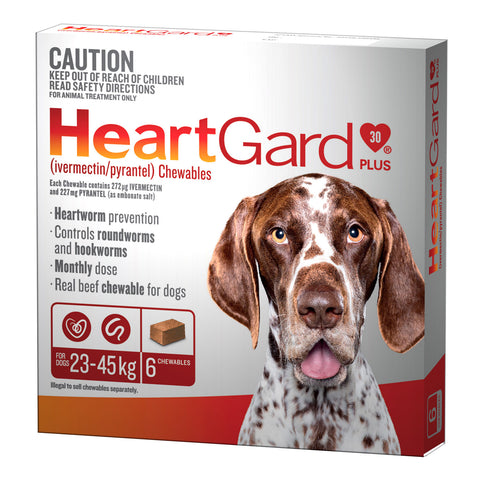 HeartGard Plus Heartworm Chews For Dogs 23-45kg Brown 6 Pack