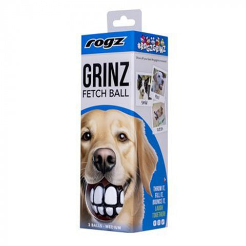 Rogz Grinz Ball Assorted 3 Pack Medium