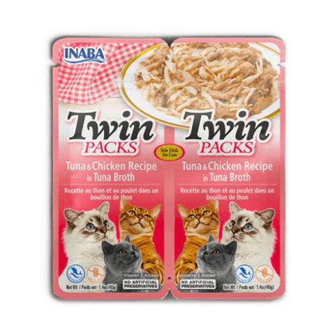Inaba Twin Packs Tuna and Chicken Recipe in Tuna Broth Wet Cat Food