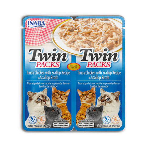 Inaba Twin Packs Tuna and Chicken with Scallop Recipe in Scallop Broth Wet Cat Food