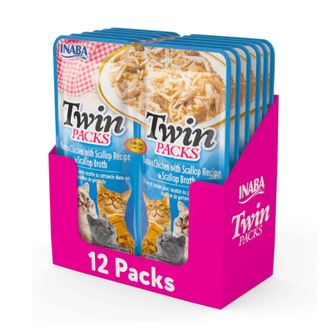Inaba Twin Packs Tuna and Chicken with Scallop Recipe in Scallop Broth Wet Cat Food
