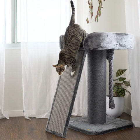 Kazoo High Bed Cat Scratch Post with Ramp Charcoal
