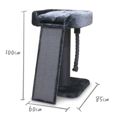 Kazoo High Bed Cat Scratch Post with Ramp Charcoal