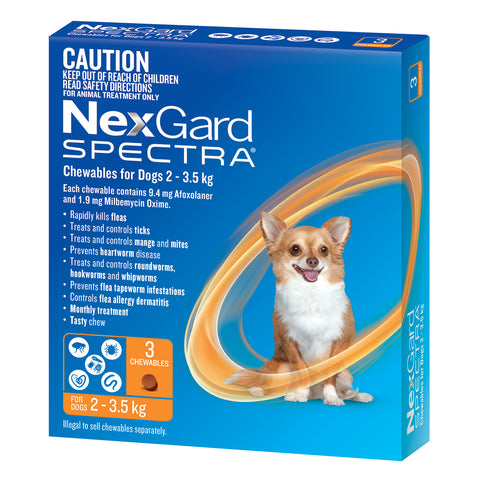 NexGard Spectra Dog 2-3.5kg Orange 3 Pack