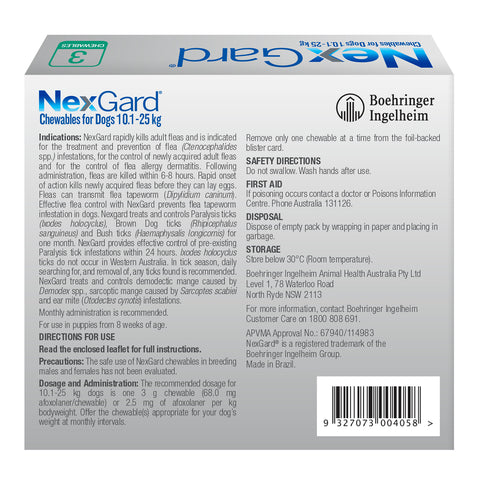 NexGard Dog 10.1-25kg Green