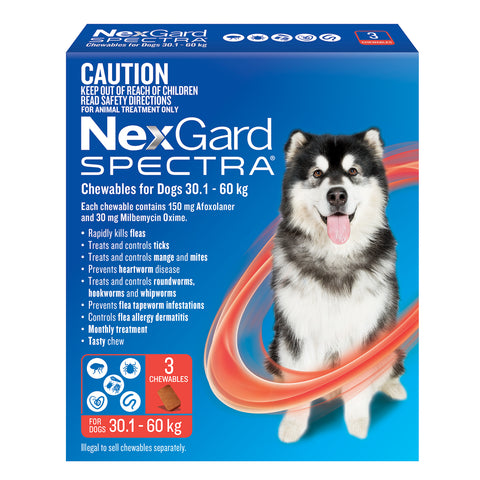 NexGard Spectra Dog 30.1-60kg Red 3 Pack