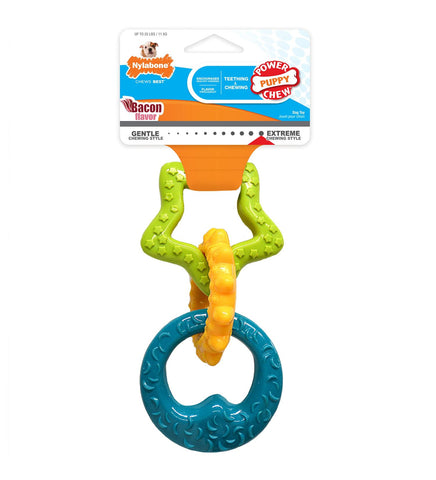 Nylabone Teething Puppy Ring Bacon Flavour Dog Toy