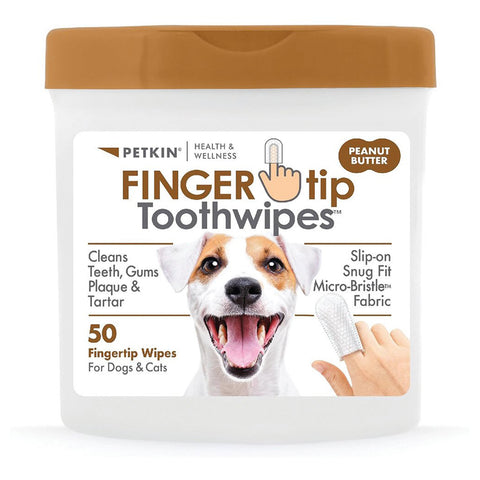 Petkin Finger-Tip Toothwipes Peanut Butter 50pk