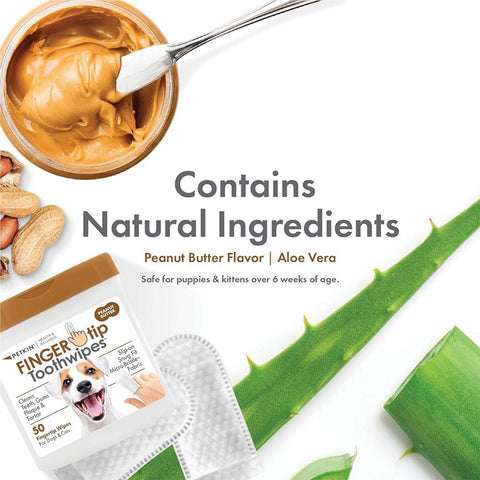 Petkin Finger-Tip Toothwipes Peanut Butter 50pk