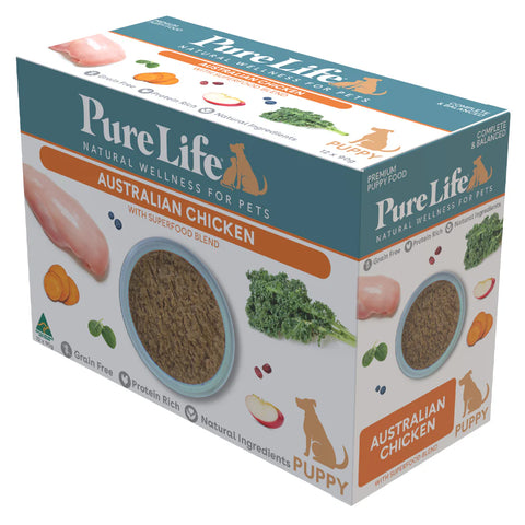 Pure Life Chicken Puppy Wet Dog Food Pouches 90g x12