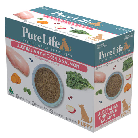 Pure Life Chicken & Salmon Puppy Wet Dog Food Pouches 90g x12