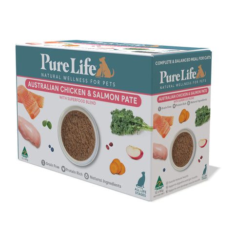 Pure Life Chicken & Salmon Adult Wet Cat Food Pouches 80g x12
