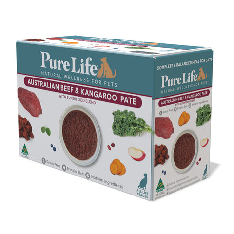 Pure Life Kangaroo & Beef Adult Wet Cat Food Pouches 80g x12