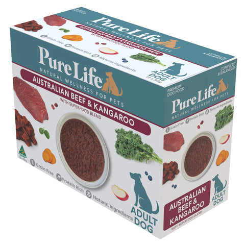 Pure Life Kangaroo & Beef Adult Wet Dog Food Pouches 90g x12