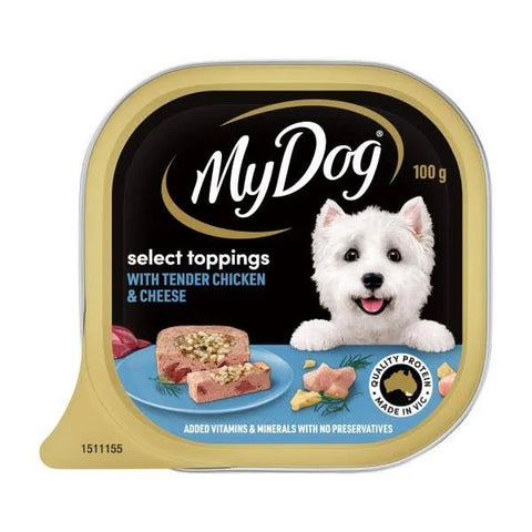 MyDog Select Toppings with Tender Chicken & Cheese Wet Dog Food 12x100g
