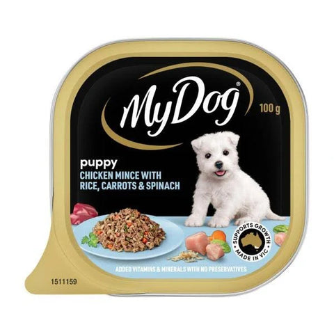 MyDog Puppy Chicken Mince with Rice Carrots & Spinach Wet Dog Food 12x100g