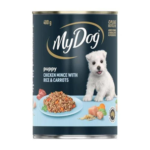 MyDog Puppy Chicken Mince with Rice & Carrots Wet Dog Food 24x400g